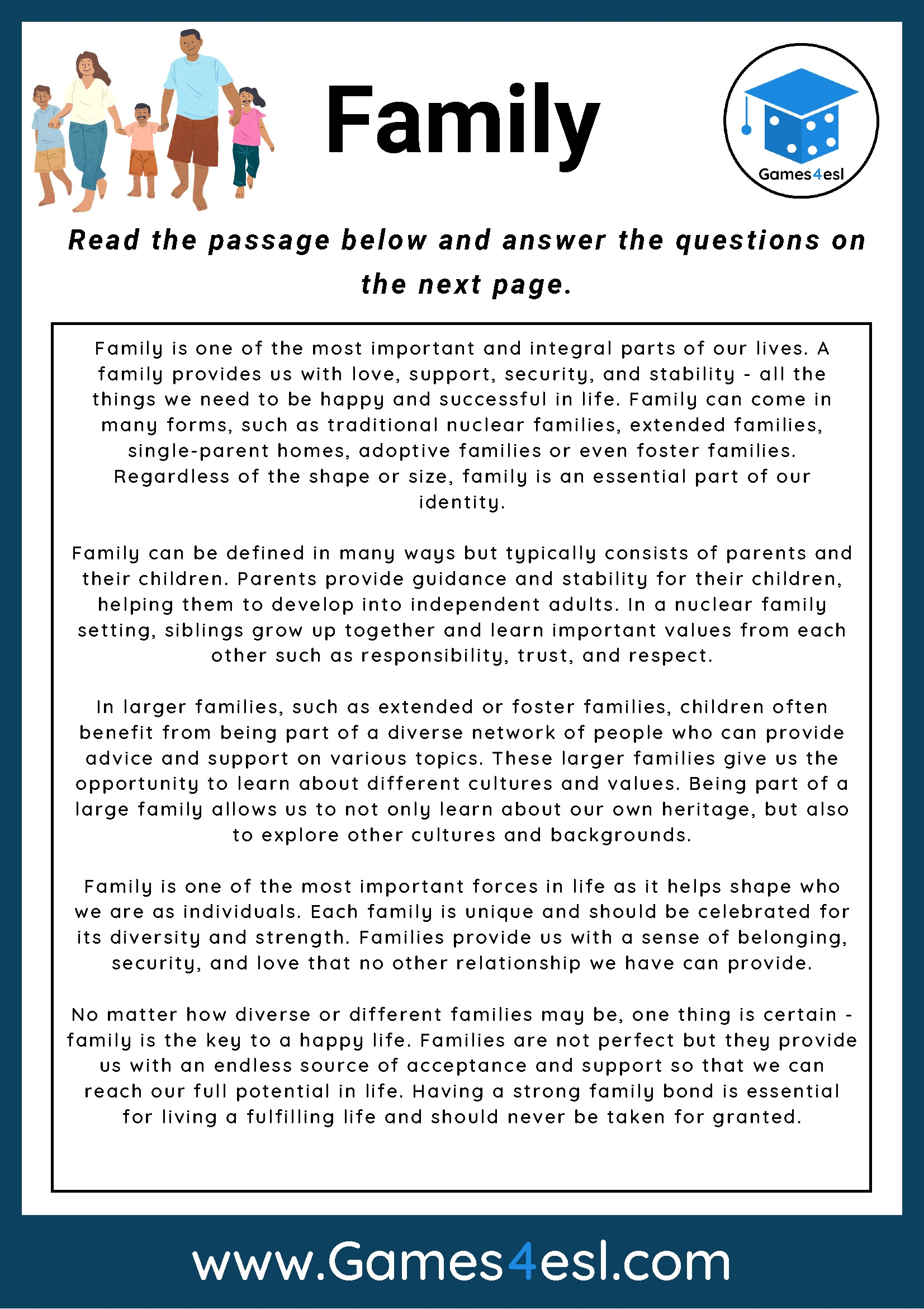 Reading Comprehension Worksheet On Chi