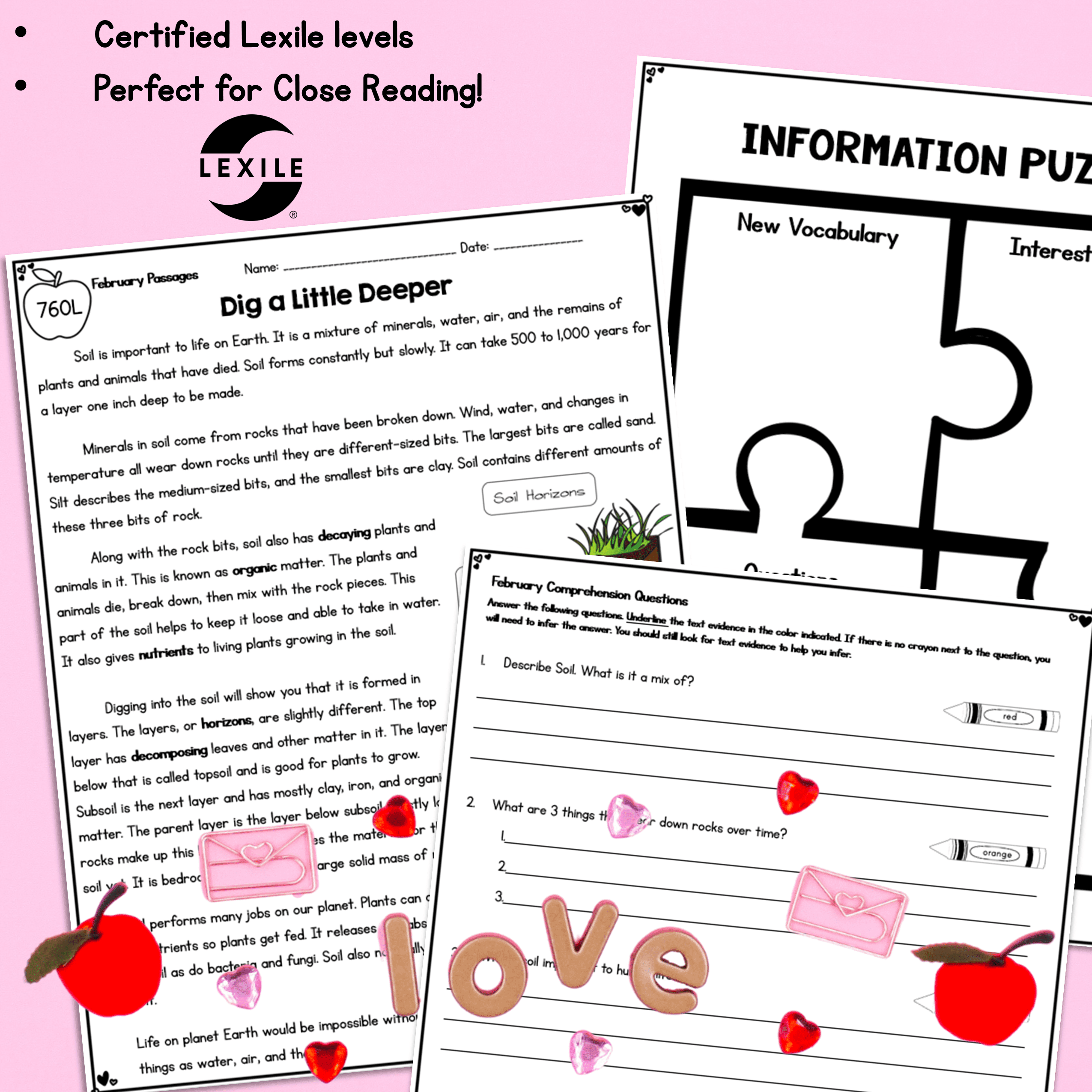 February Lexile Leveled Differentiated Reading Passages 2nd U0026 3rd Grade