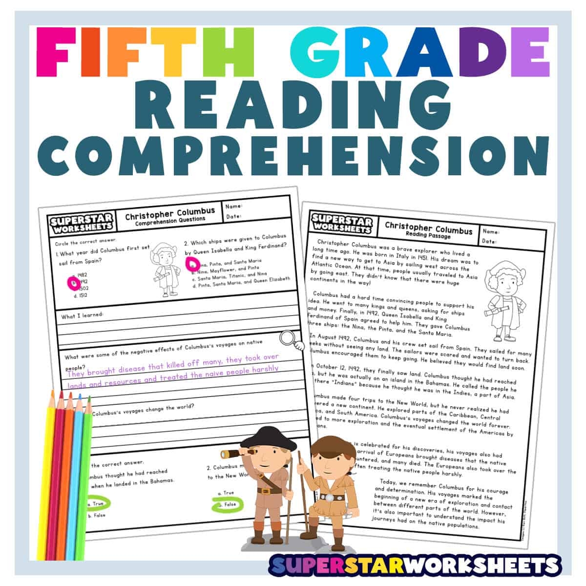 Fifth Grade Reading Comprehension Worksheet