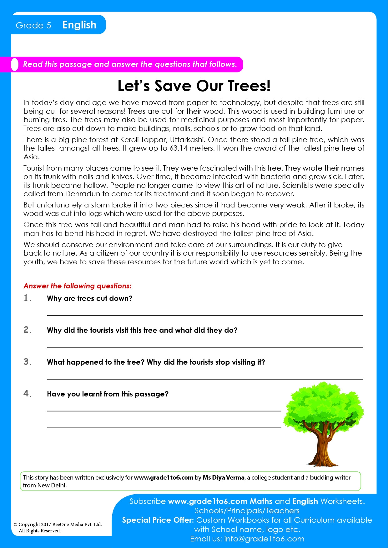 5th Grade Reading Comprehension Worksheets Free