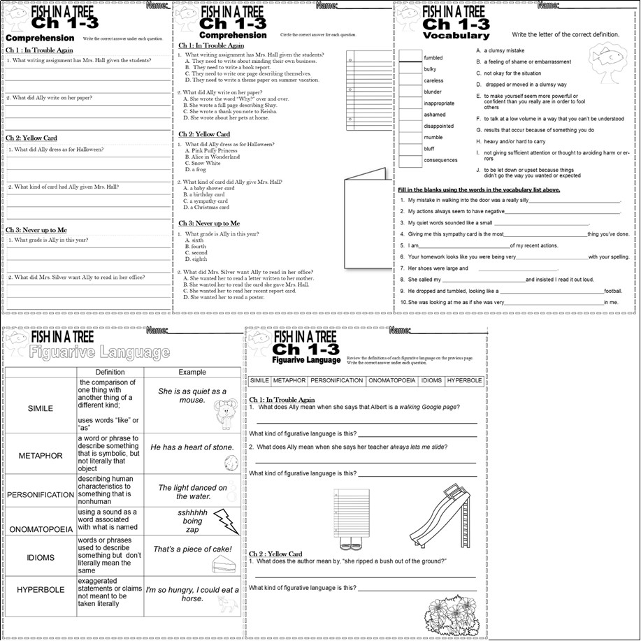 Reading Comprehension Worksheets Chapter Books