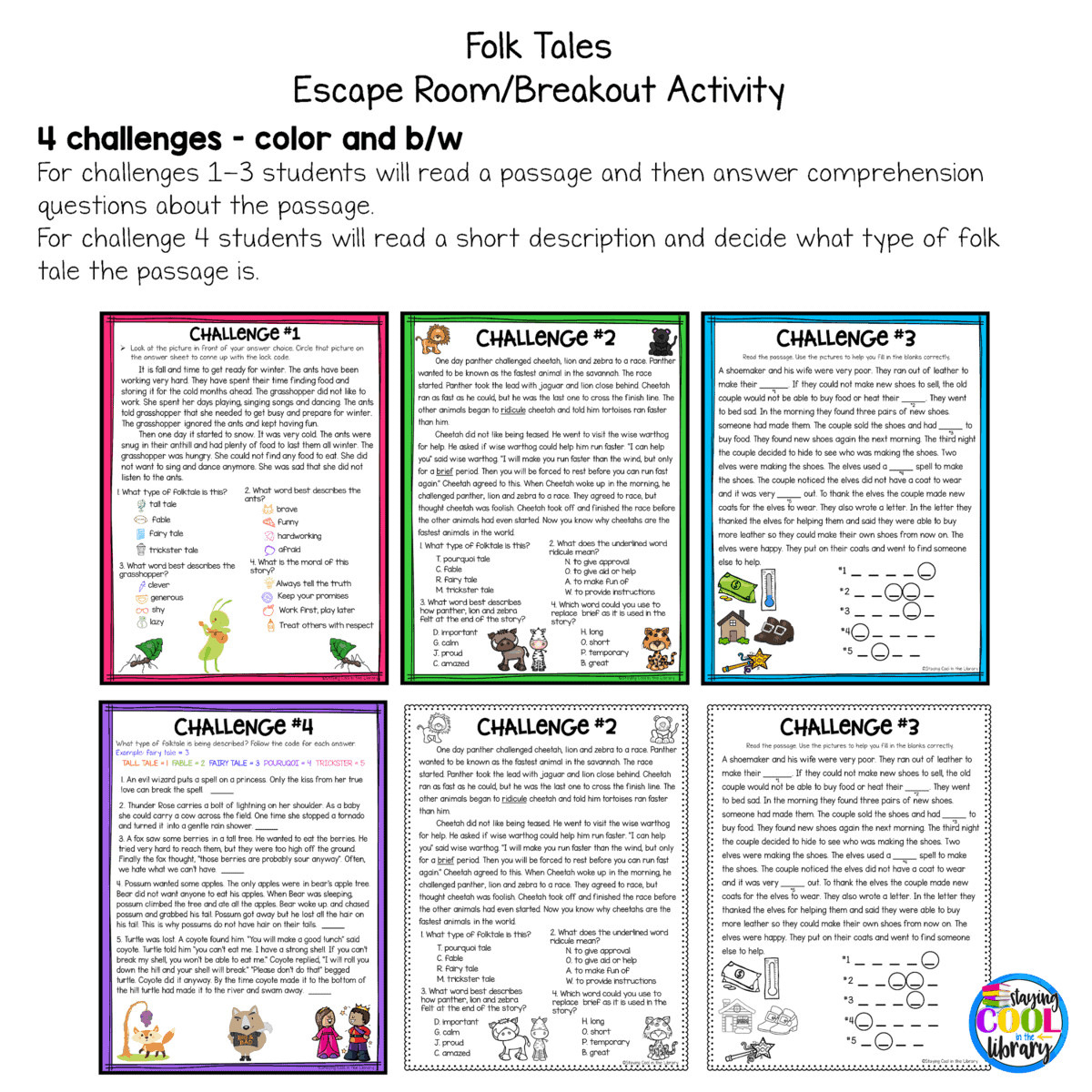 Folktales Print Breakout Escape Activity Staying Cool In The 
