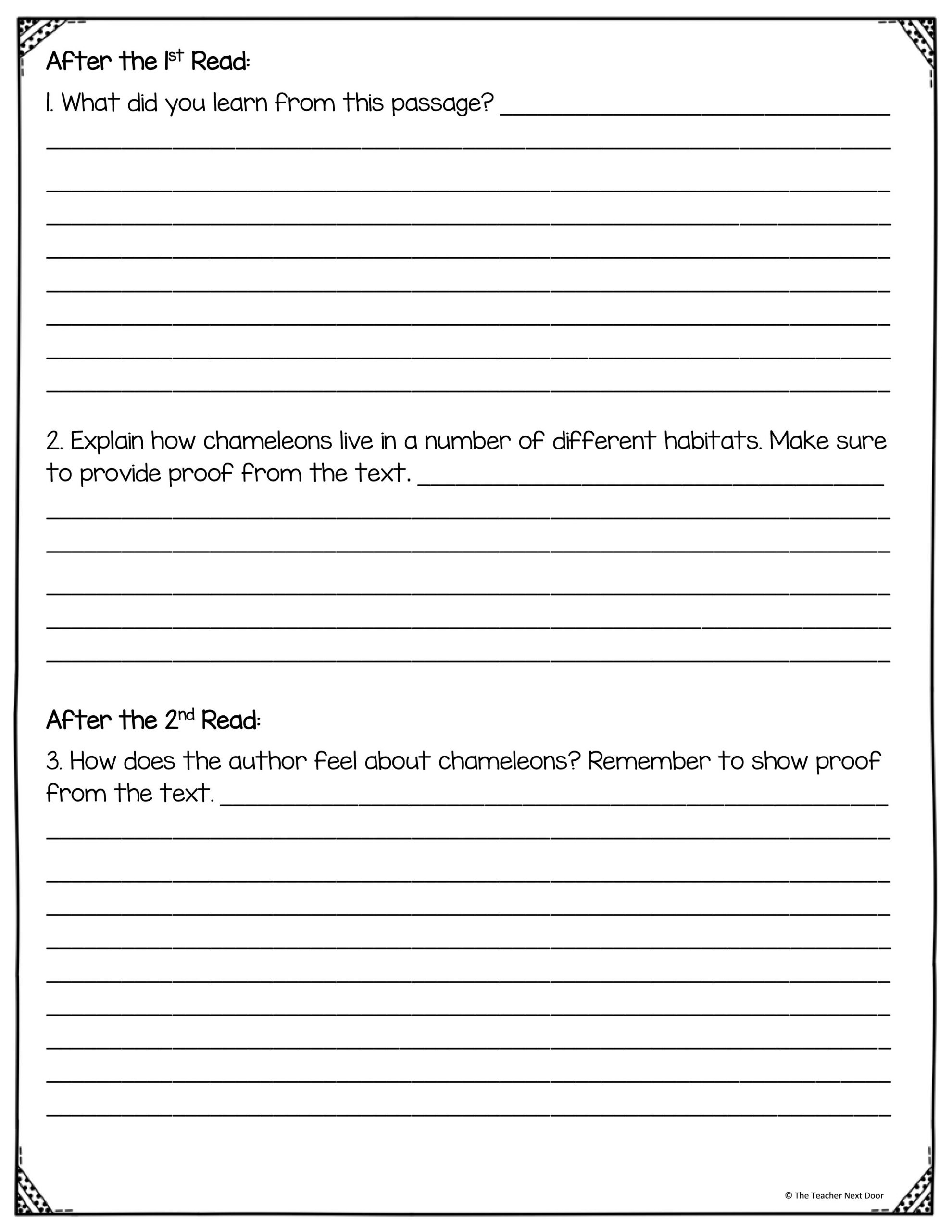 Informational Passages Reading Comprehension Worksheets