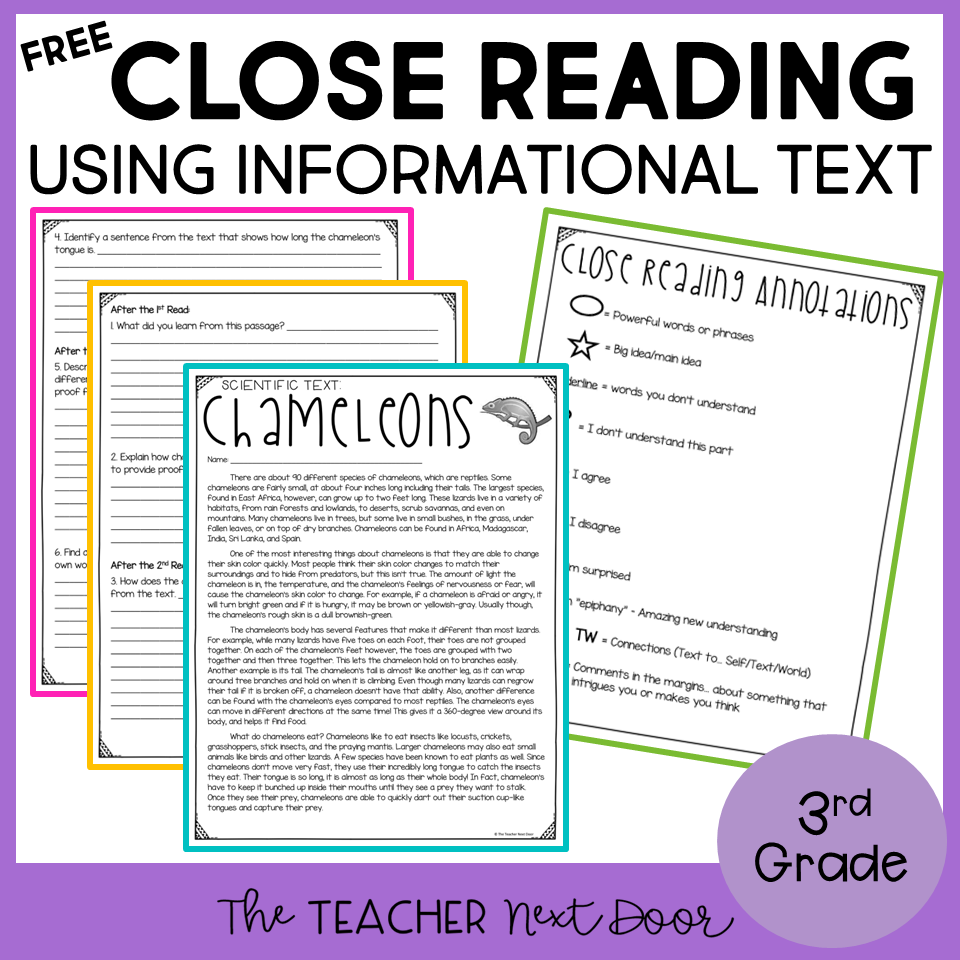 FREE Close Reading Using Informational Text For 3rd Grade The 