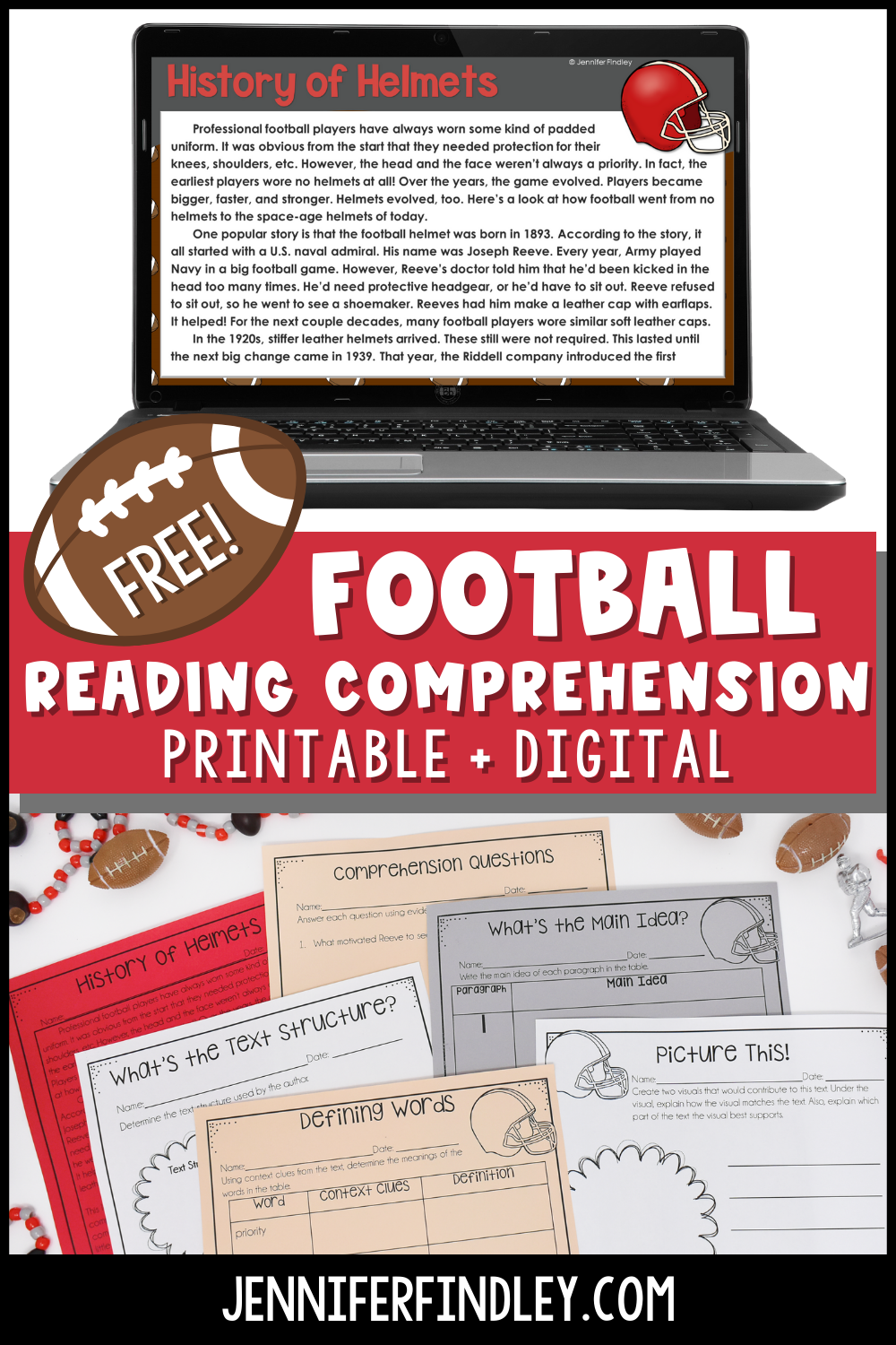 Free Football Activity Reading Activity For Grades 4 5