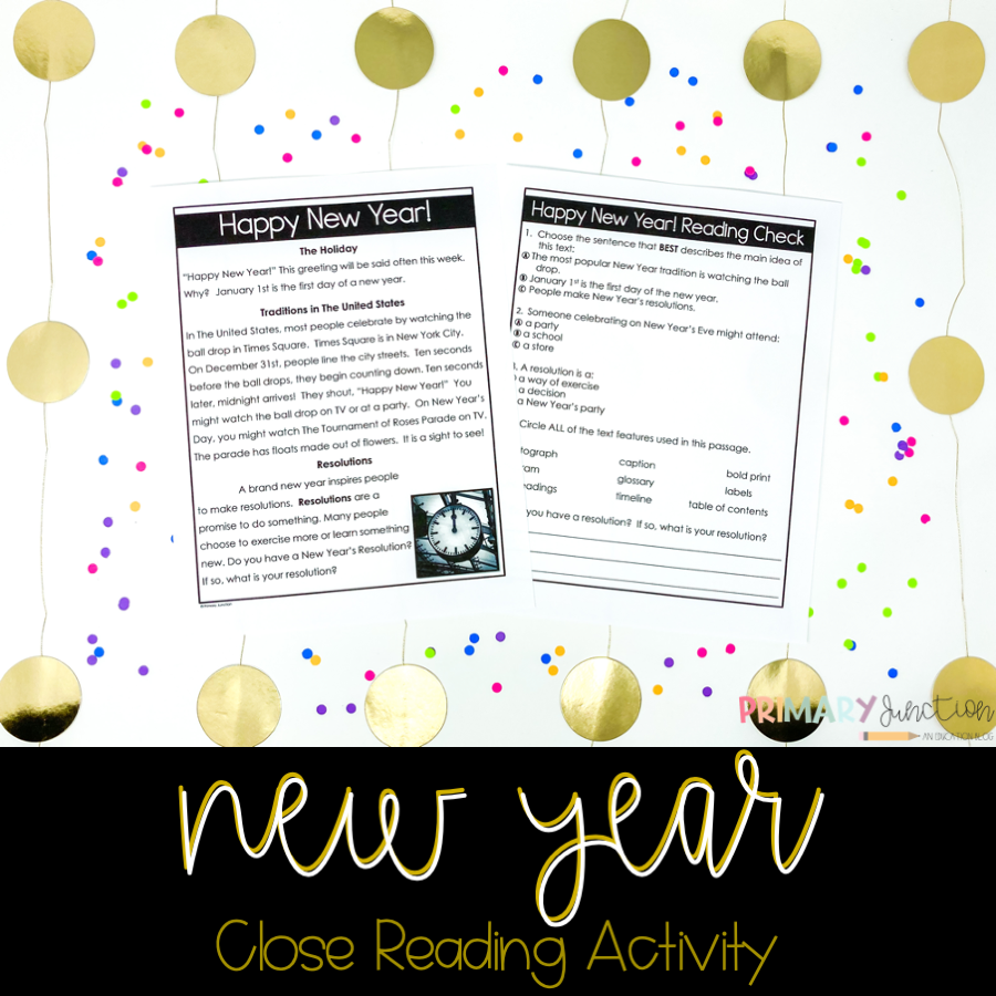 New Years Reading Comprehension Worksheets Free