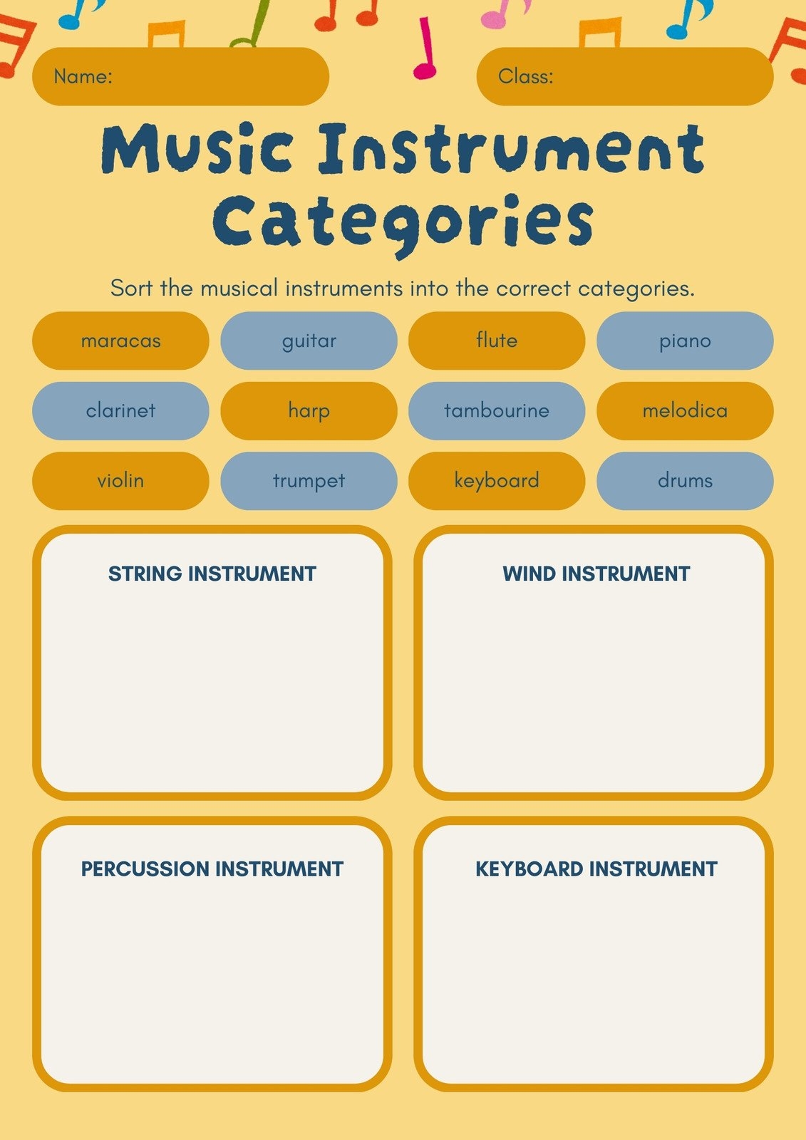 Music Themed Reading Comprehension Worksheets