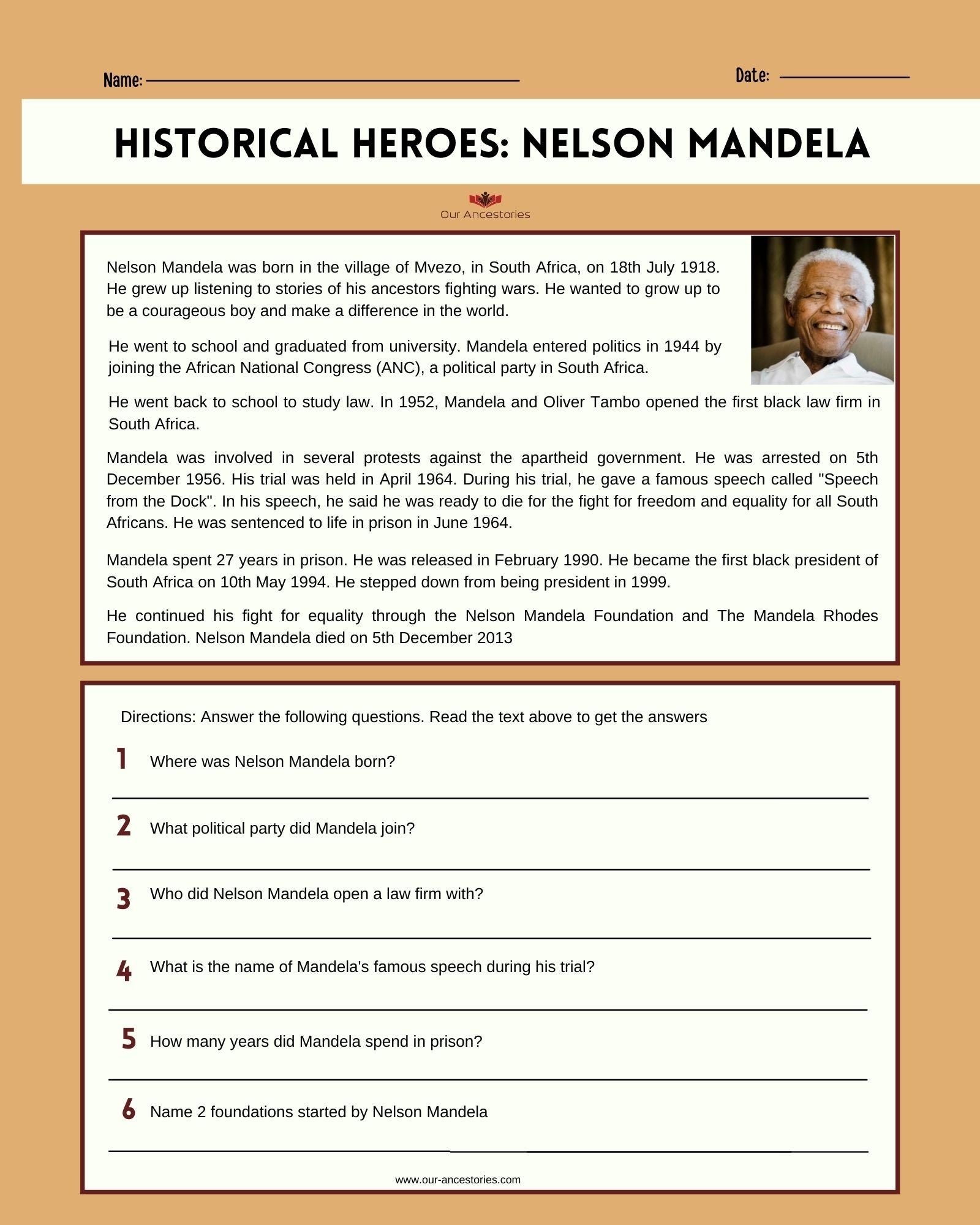 Free Nelson Mandela Worksheet Download Free Nelson Mandela Worksheet Png Images Free Worksheets On Clipart Library