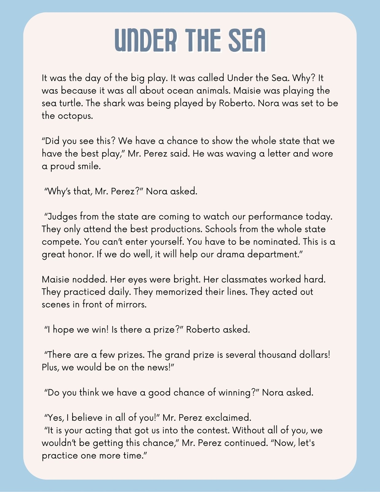 Reading Comprehension 3rd Grade Printable Worksheets
