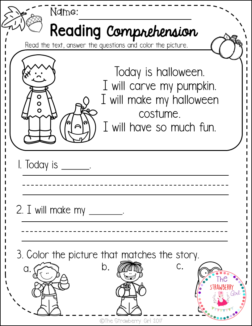 FREE Printable Kindergarten Reading Comprehension Worksheets Worksheets Library