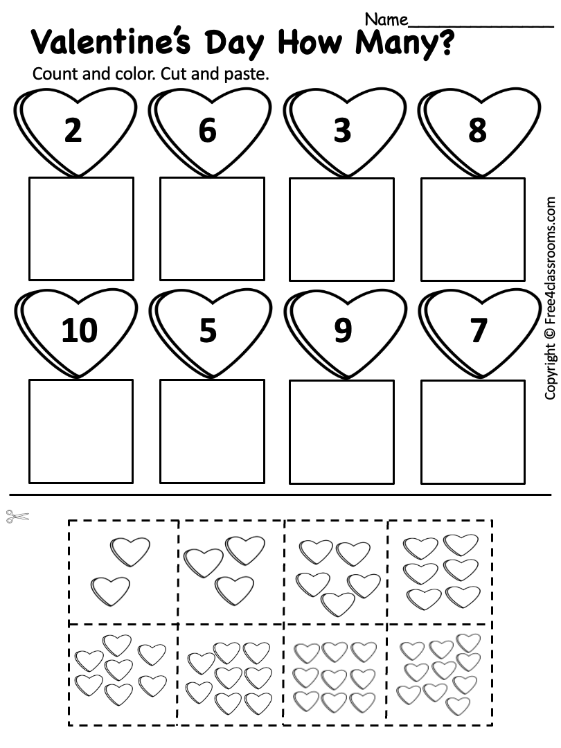 Kindergarten Valentine Reading Comprehension Worksheet