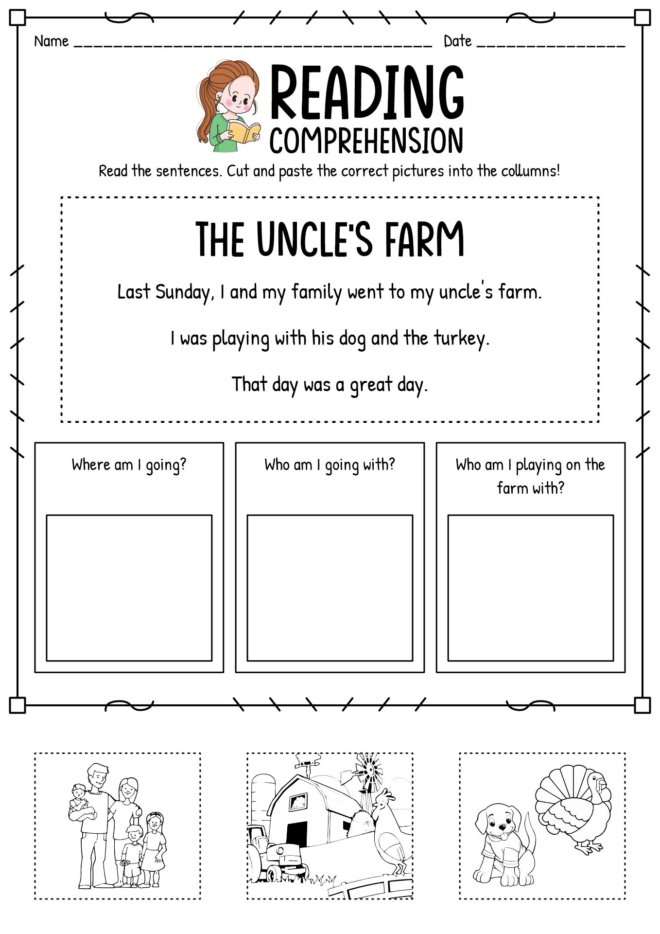 Language Arts Worksheets Reading Comprehension