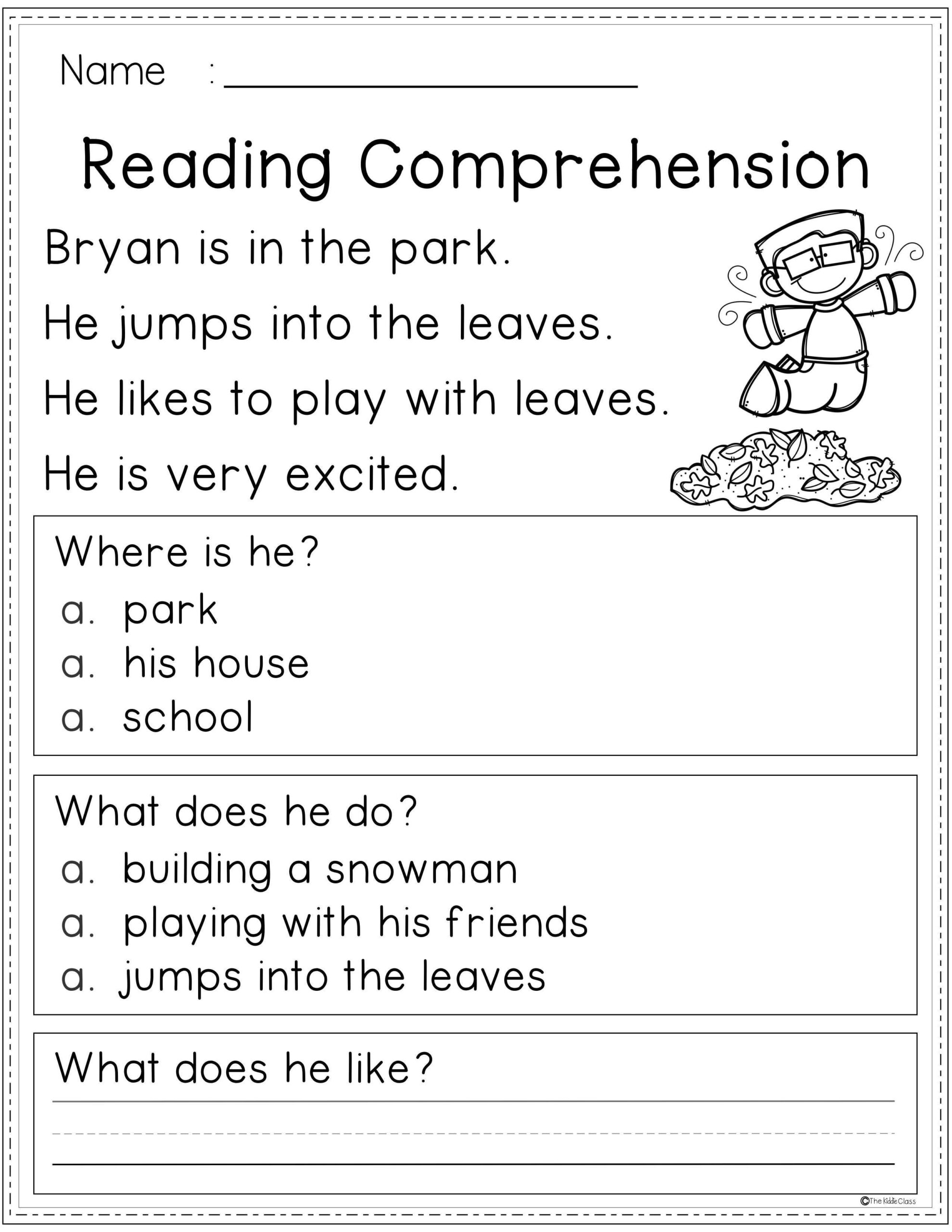 Free Reading Comprehension First Grade Reading Comprehension Worksheets Library