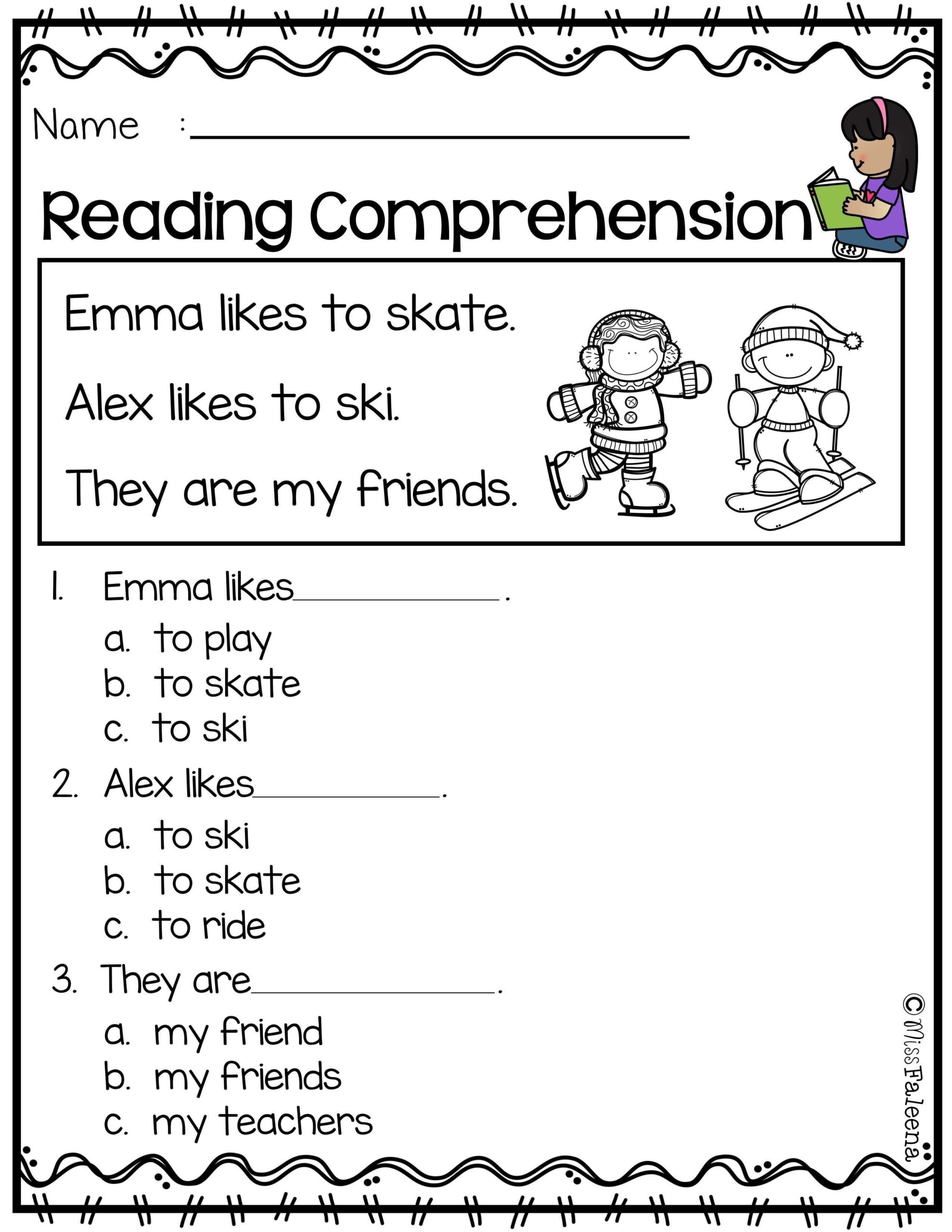 Free Reading Comprehension Passages For Kindergarten And 375 Worksheets Library