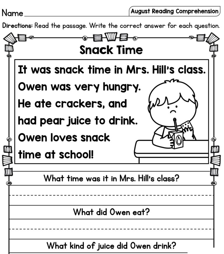 Free Reading Comprehension Worksheets 123 Worksheets