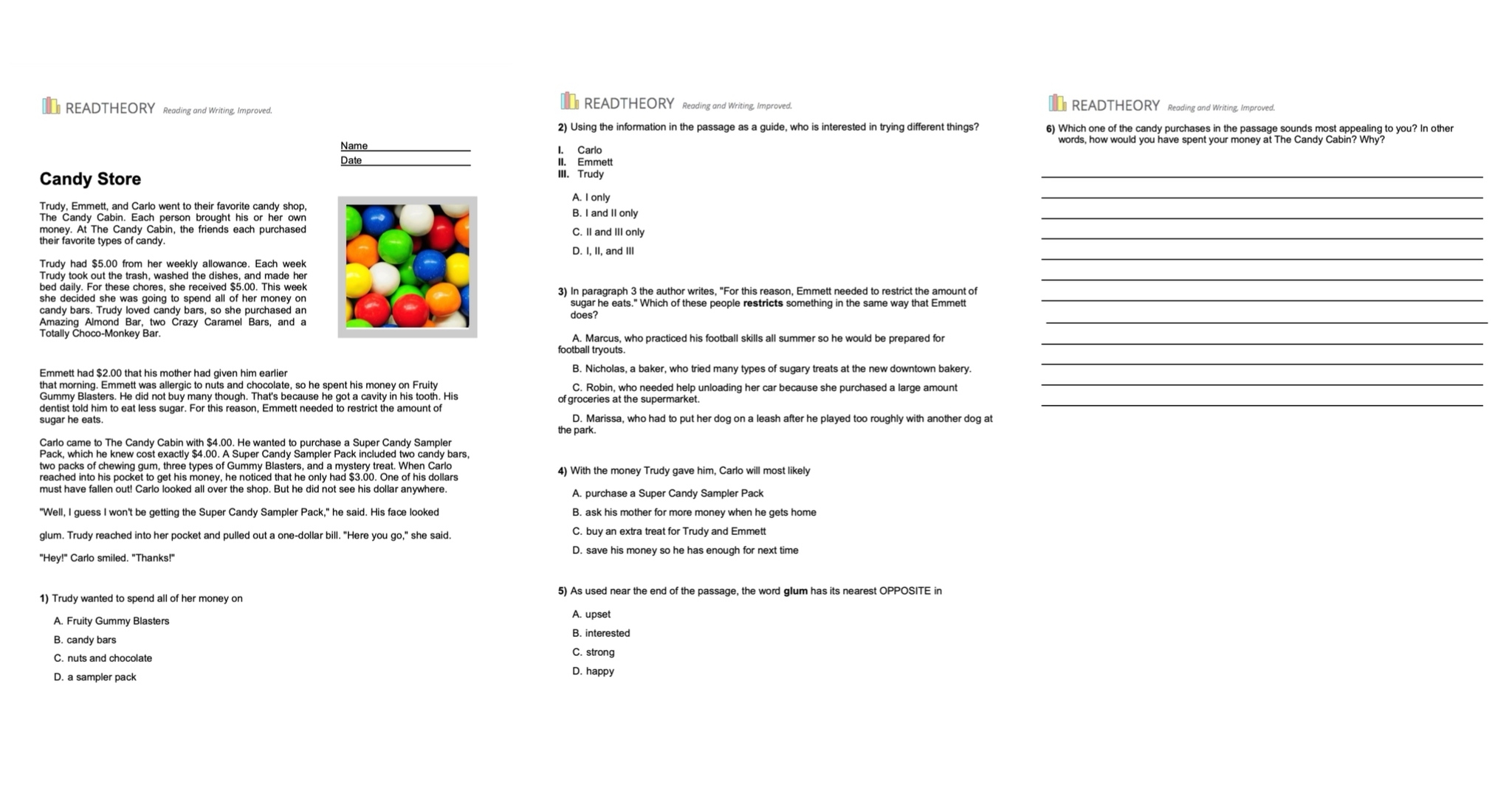 Age 2-3 Reading Comprehension Worksheets