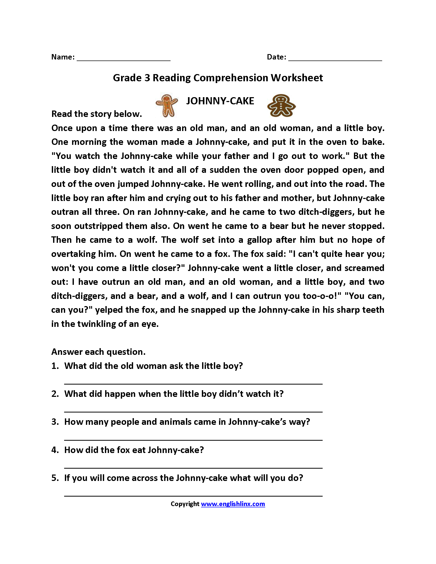 Reading Comprehension Worksheets K5 Learning