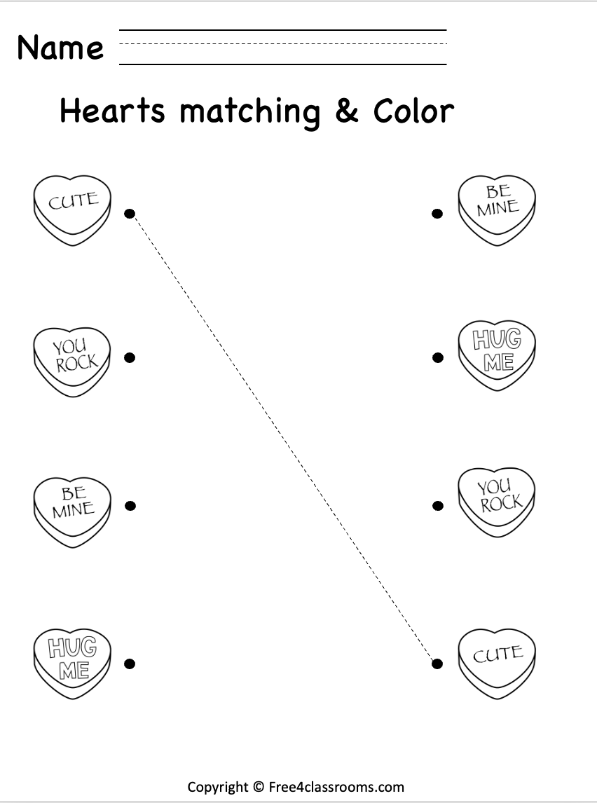 Free Trace And Match Worksheet Valentine s Day Printable Free 