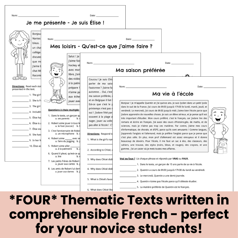 French Reading Comprehension For Novices Part 1 Compr hension 