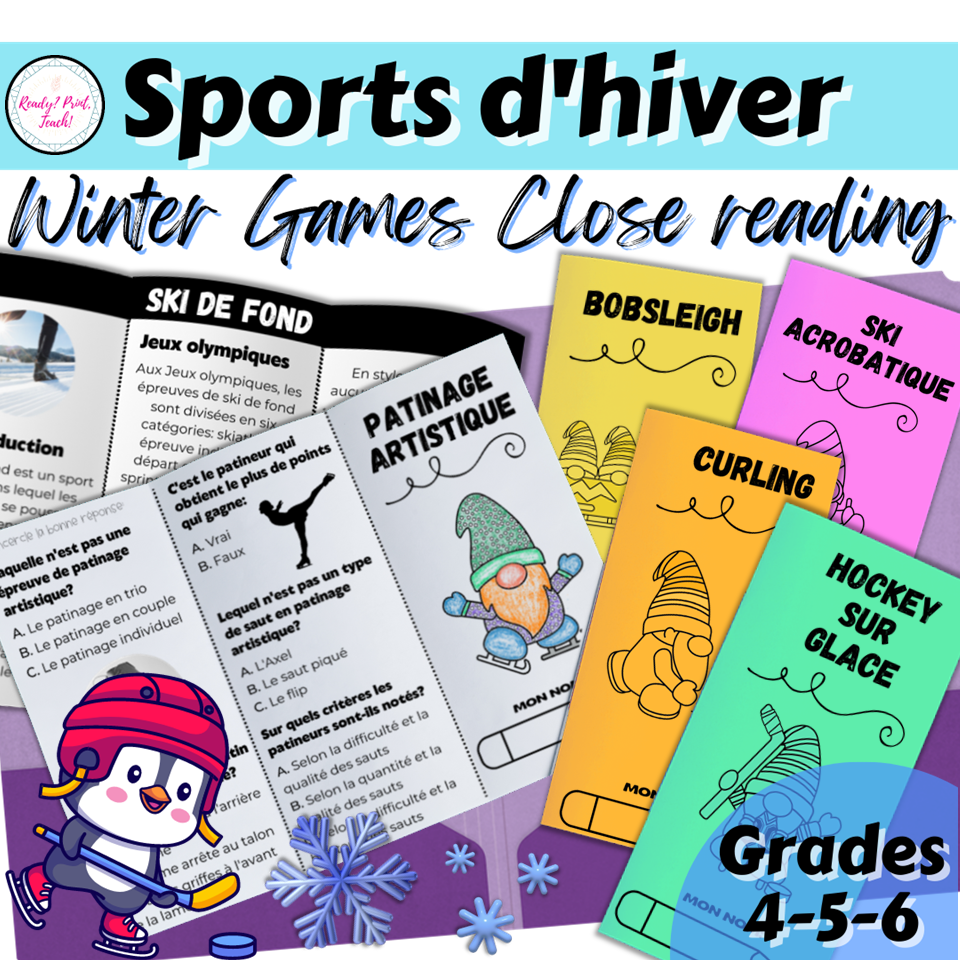 French Winter Sports Close Reading Passages Olympic Games Hands on 