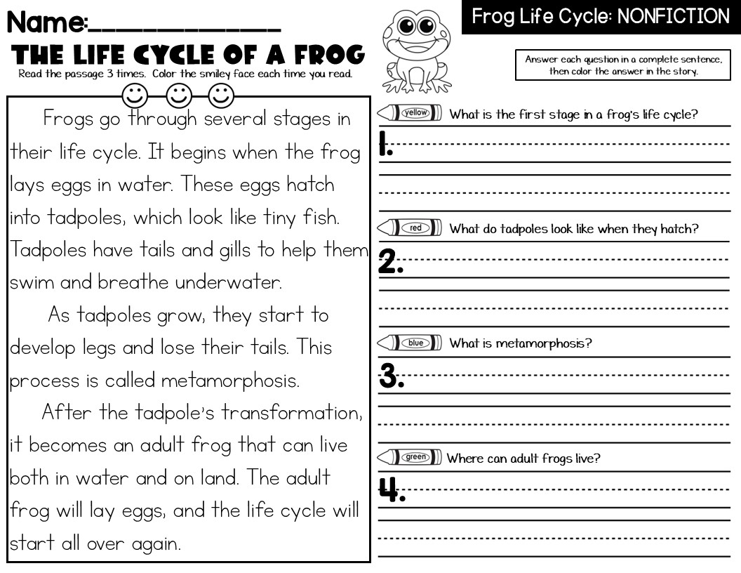 Reading Comprehension Worksheets For Second Grade