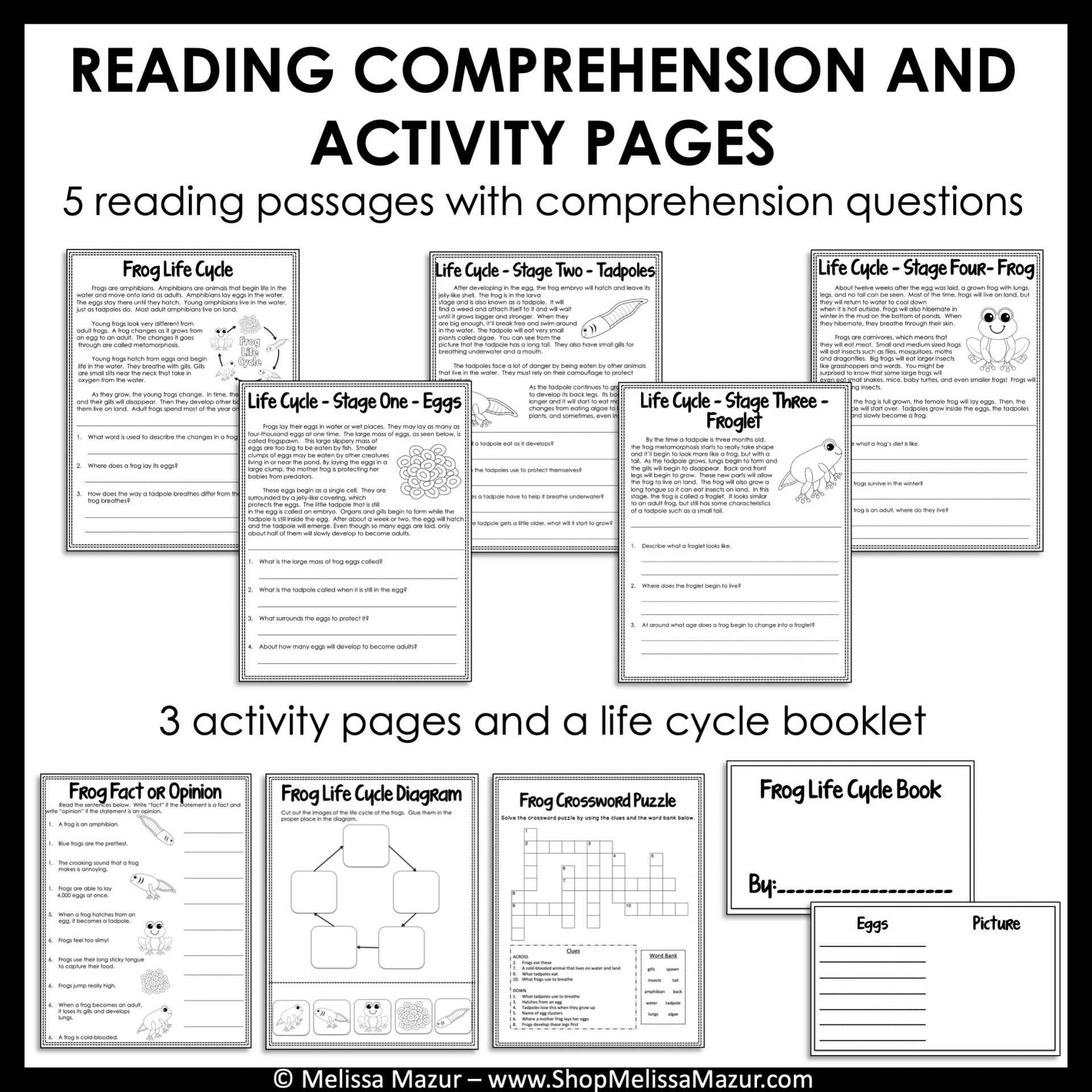 Frog Life Cycle Science Unit Reading Passages And Activities 