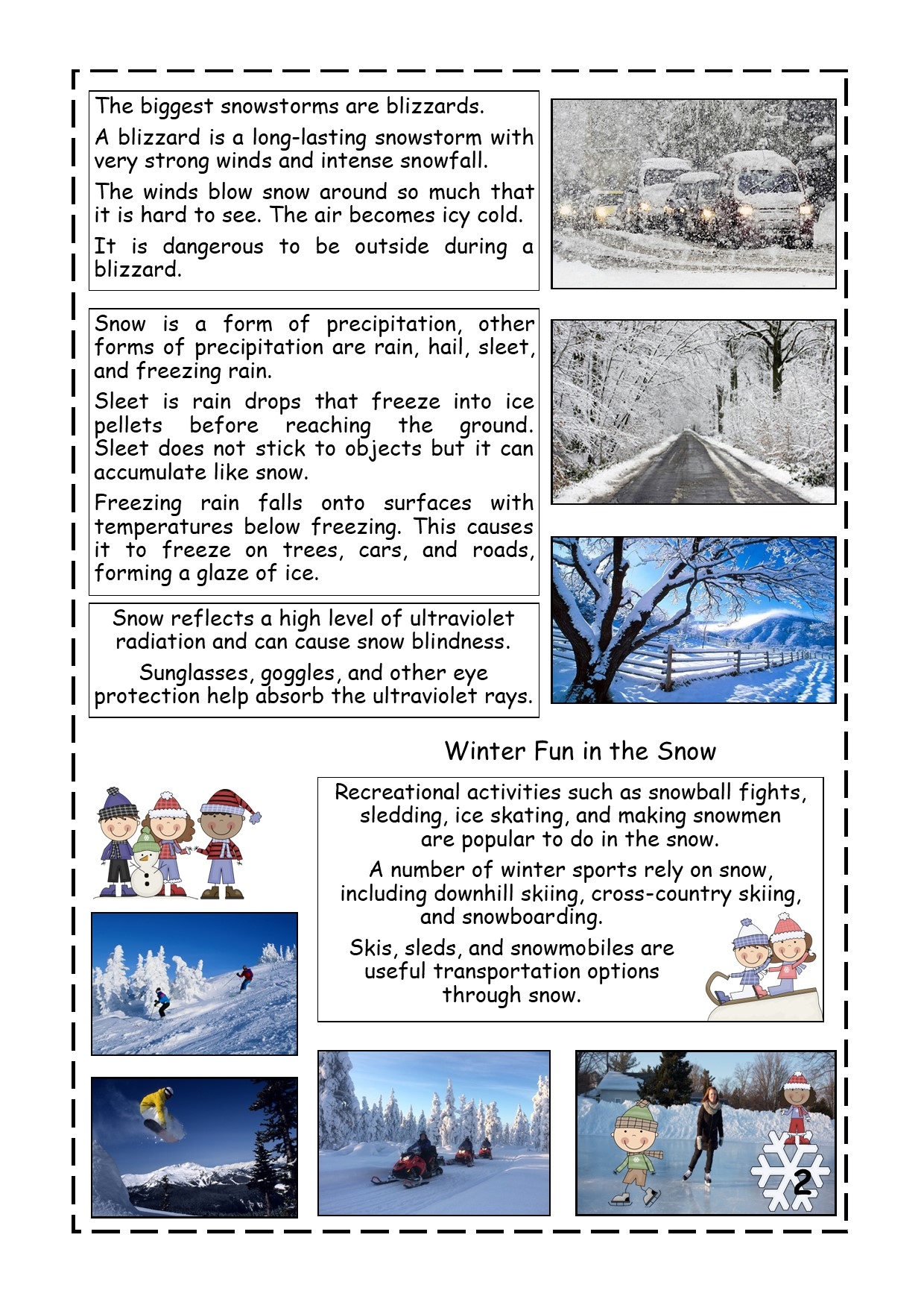 Winter Reading Comprehension Worksheets Pdf