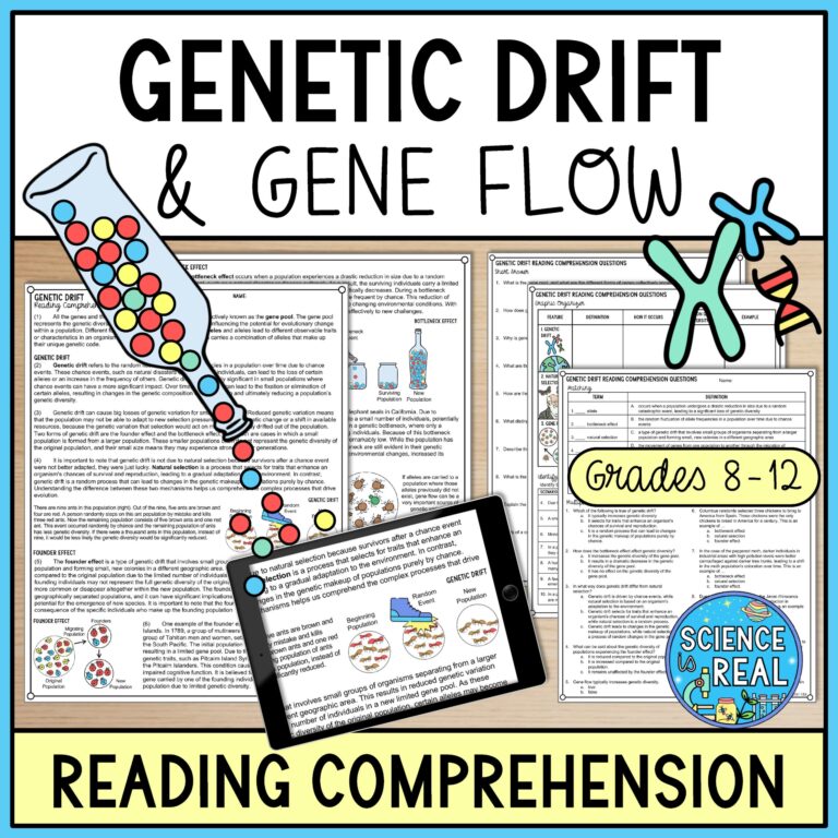Genetic Drift Reading Comprehension And Worksheets Classful