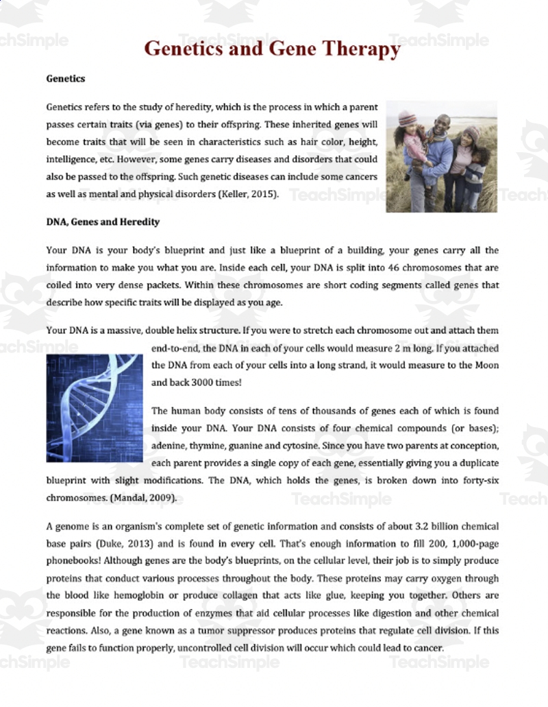 Heredity Reading Comprehension Worksheet