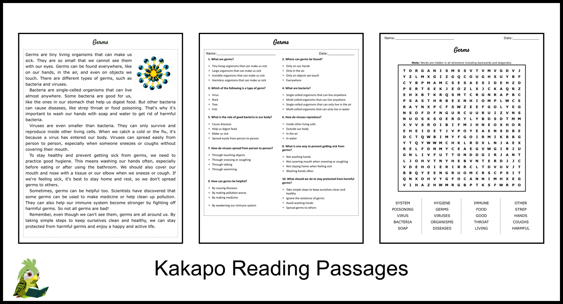 Bacteria Reading Comprehension Worksheet Pdf