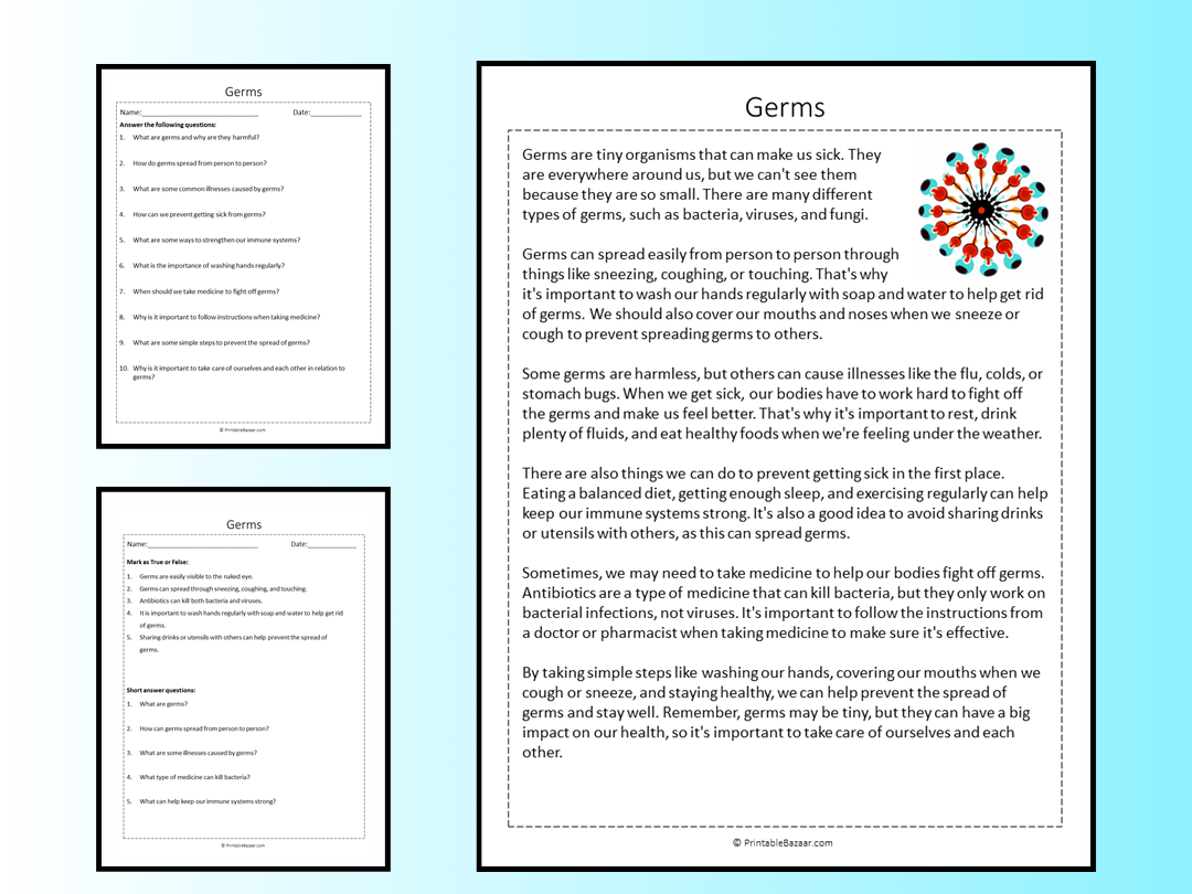 Bacteria Reading Comprehension Worksheet