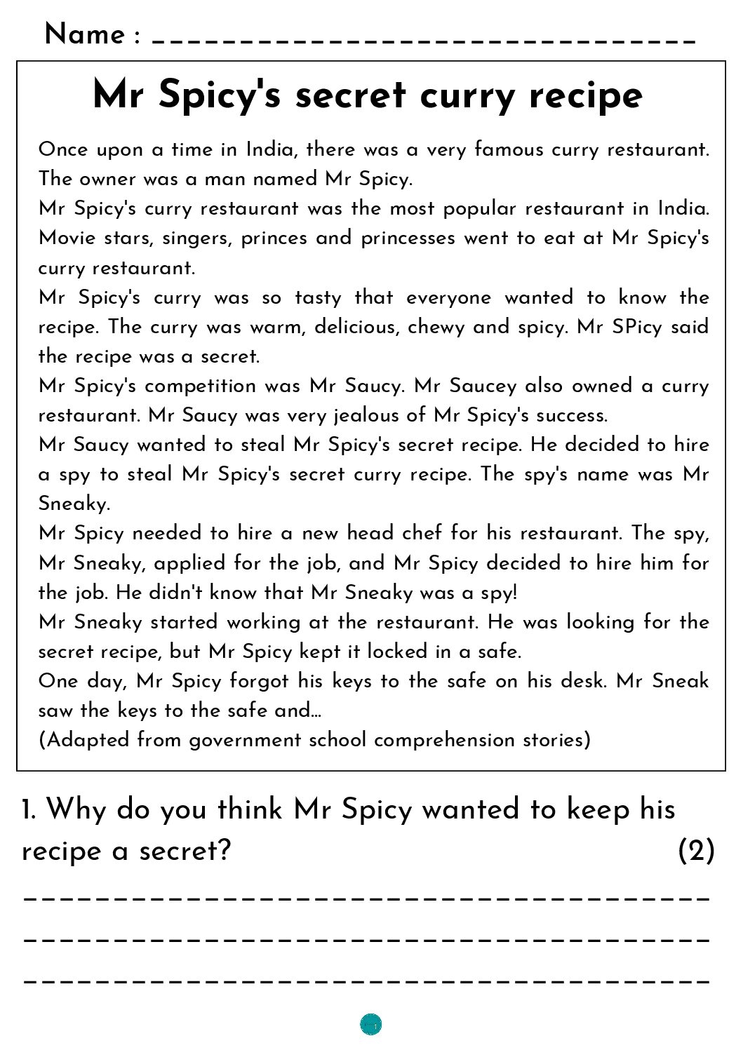 Year 4 Reading Comprehension Worksheets Pdf