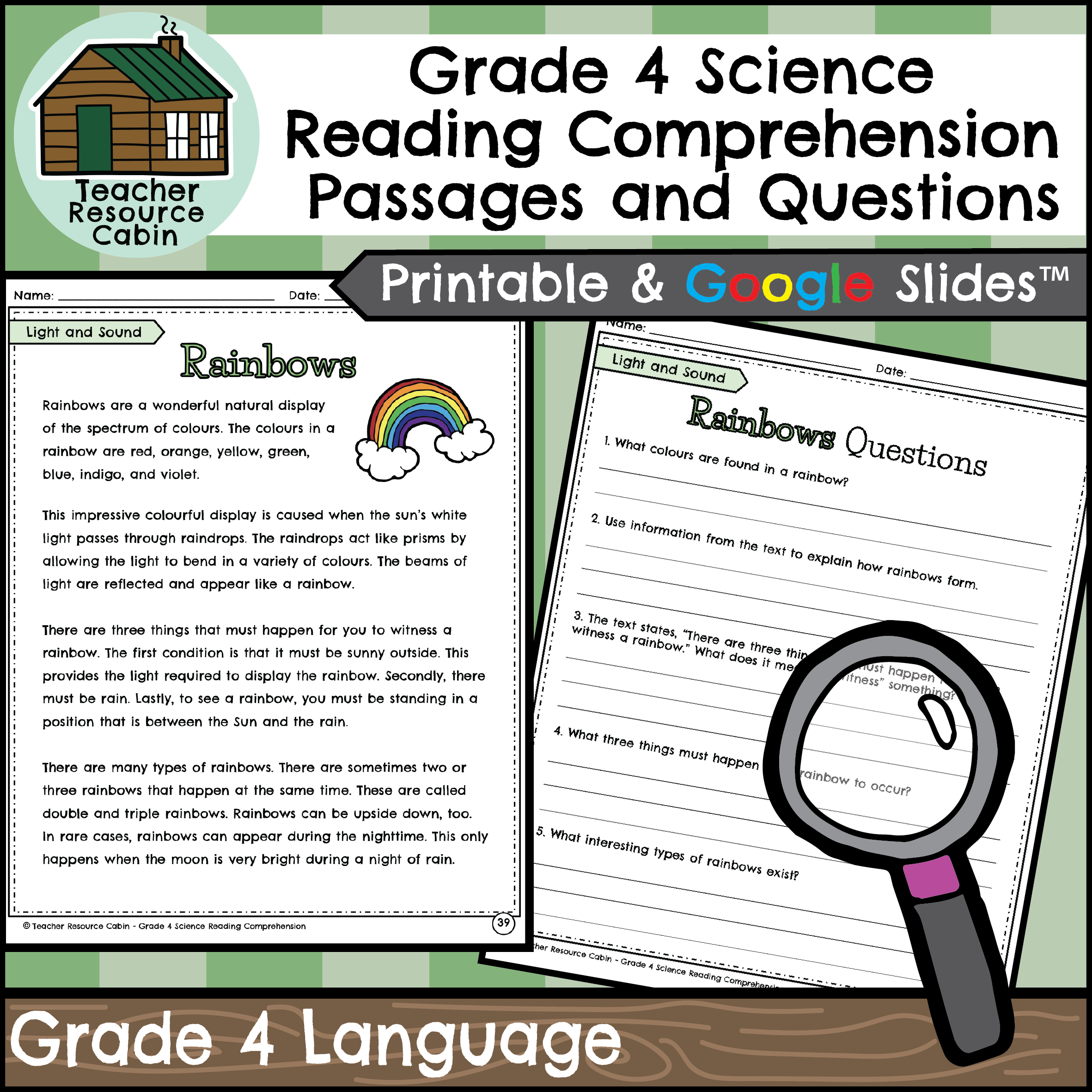 Science Reading Comprehension Worksheets 4th Grade