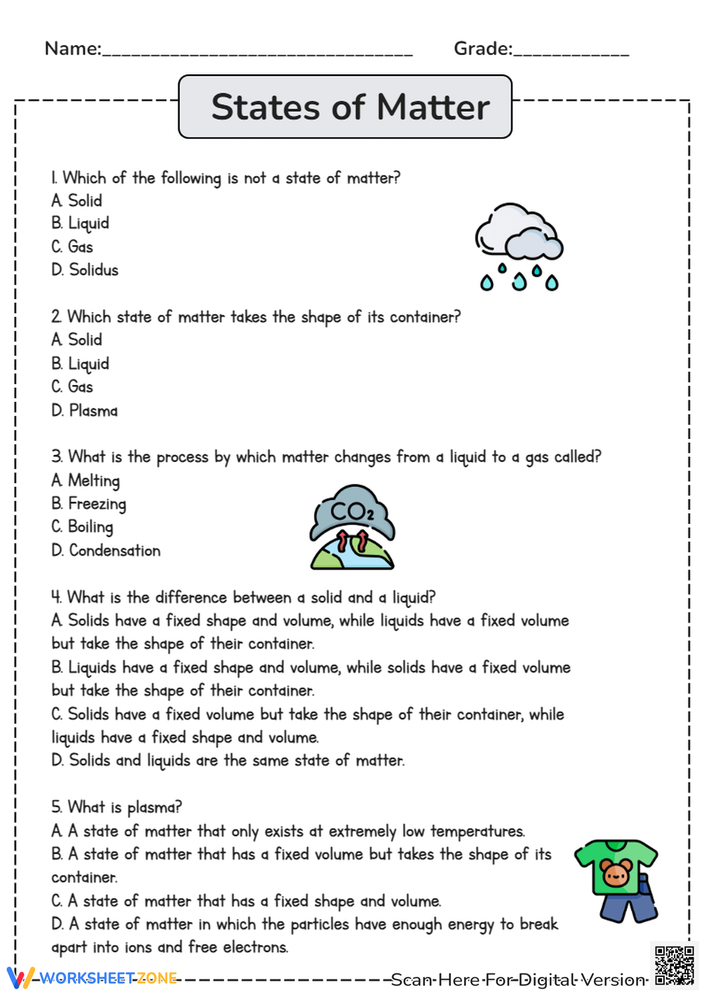 Grade 6 Solid Liquid Gas Worksheets 2025