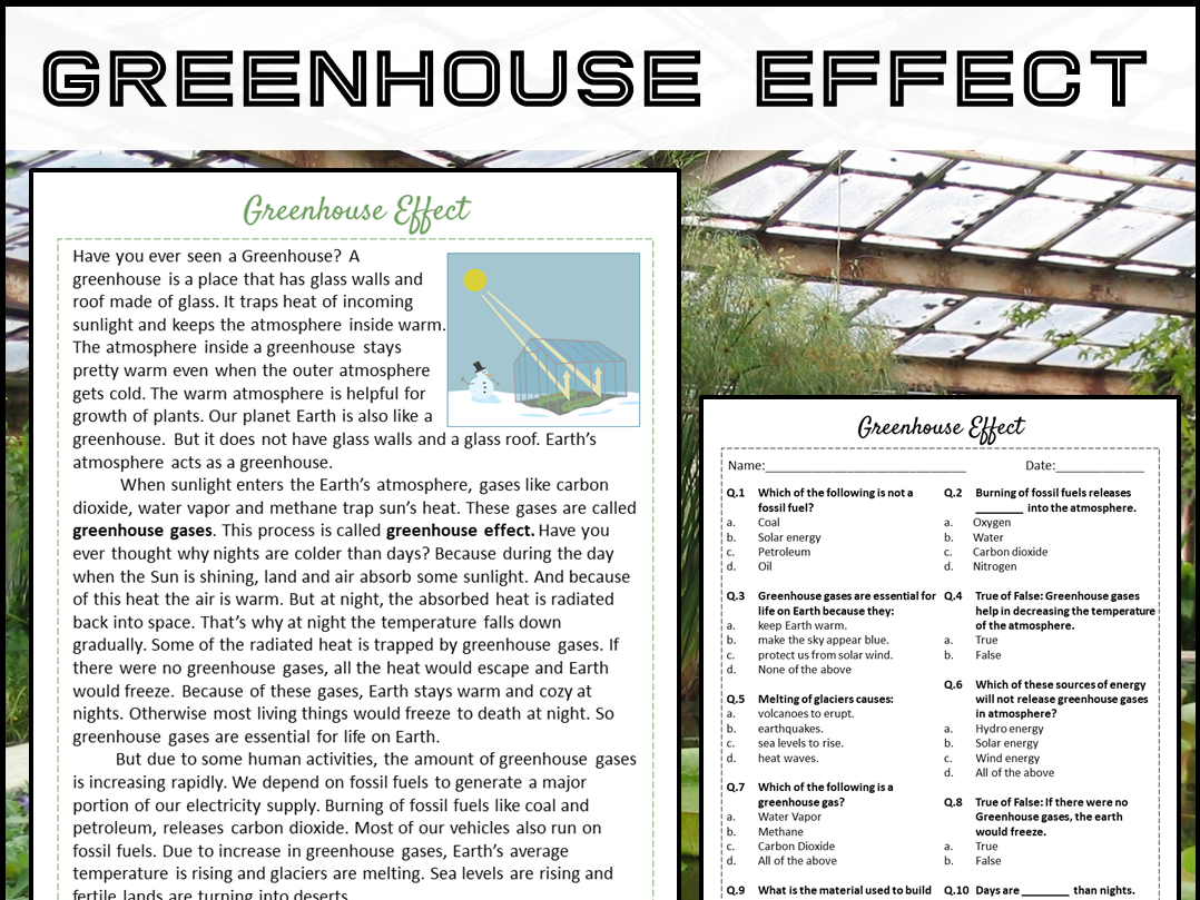 Greenhouse Effect Reading Comprehension Passage And Questions PDF Teaching Resources