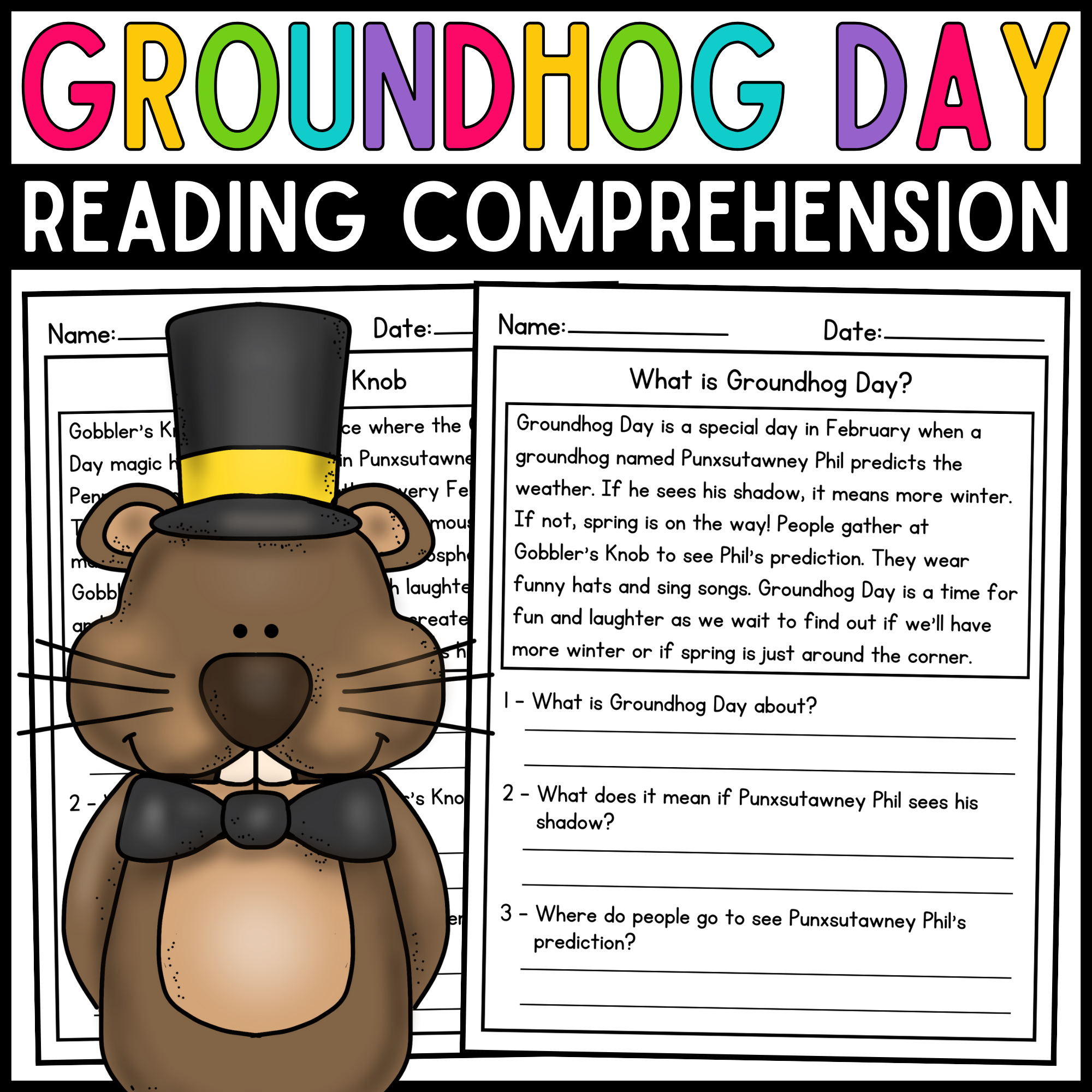 Groundhog Day Reading Comprehension Passages Groundhog Day Activities Made By Teachers