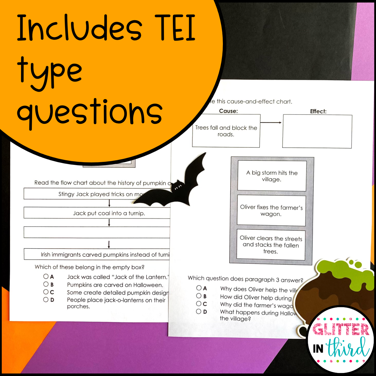 Halloween 5th Grade Reading SOL Passage Review Glitter In Third