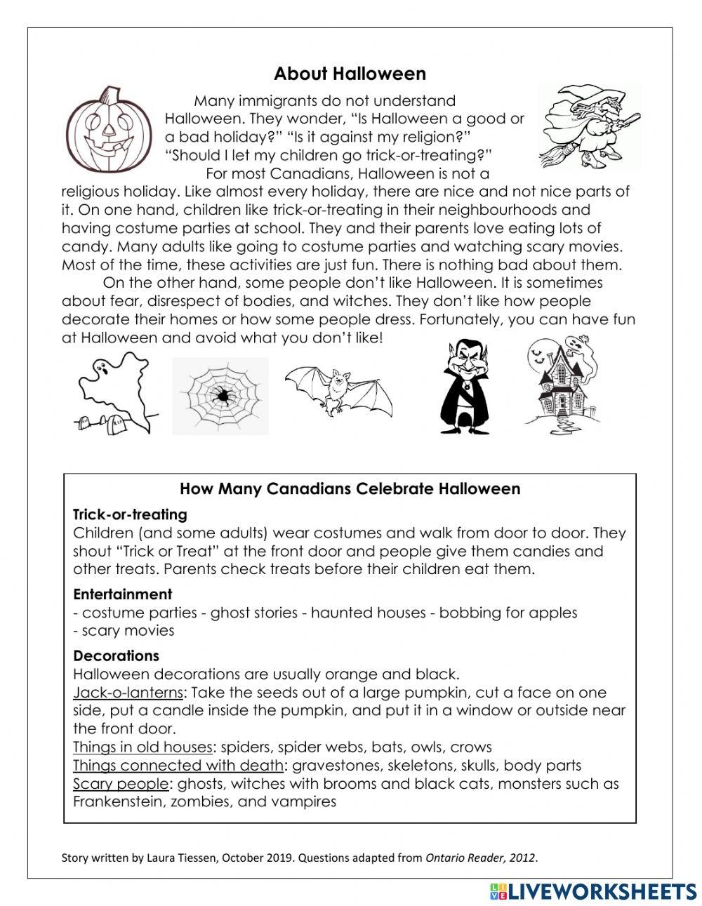 Halloween Reading And Comprehension Worksheet Live Worksheets Worksheets Library