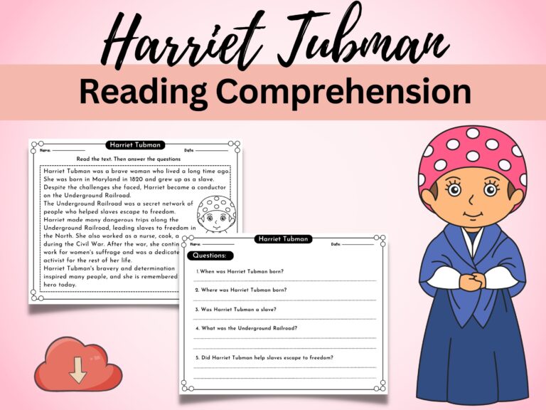 Harriet Tubman Reading Comprehension Passage Black History Month 