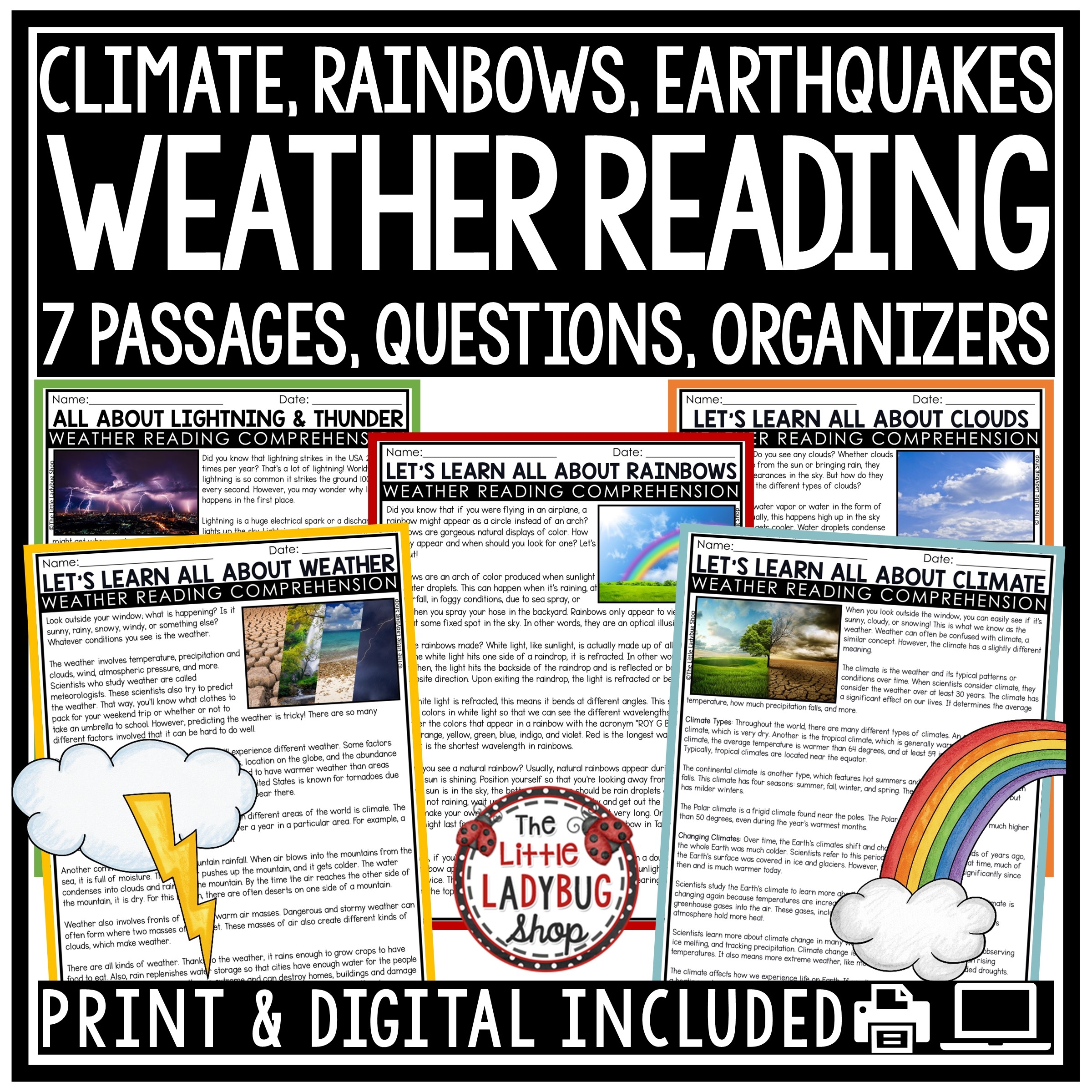 Hazardous Types Of Weather Reading Comprehension Passages The Little Ladybug Shop
