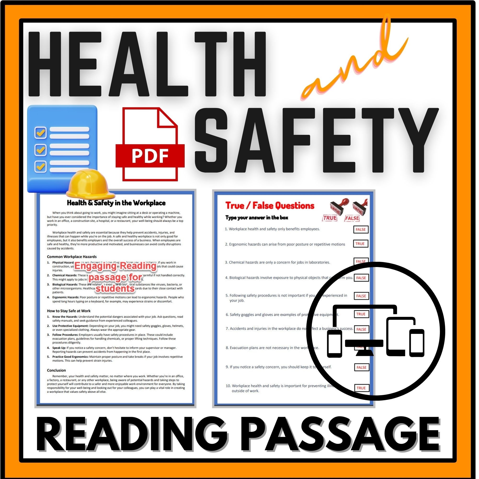 Health And Safety In The Workplace Reading Passage And Comprehension Questions