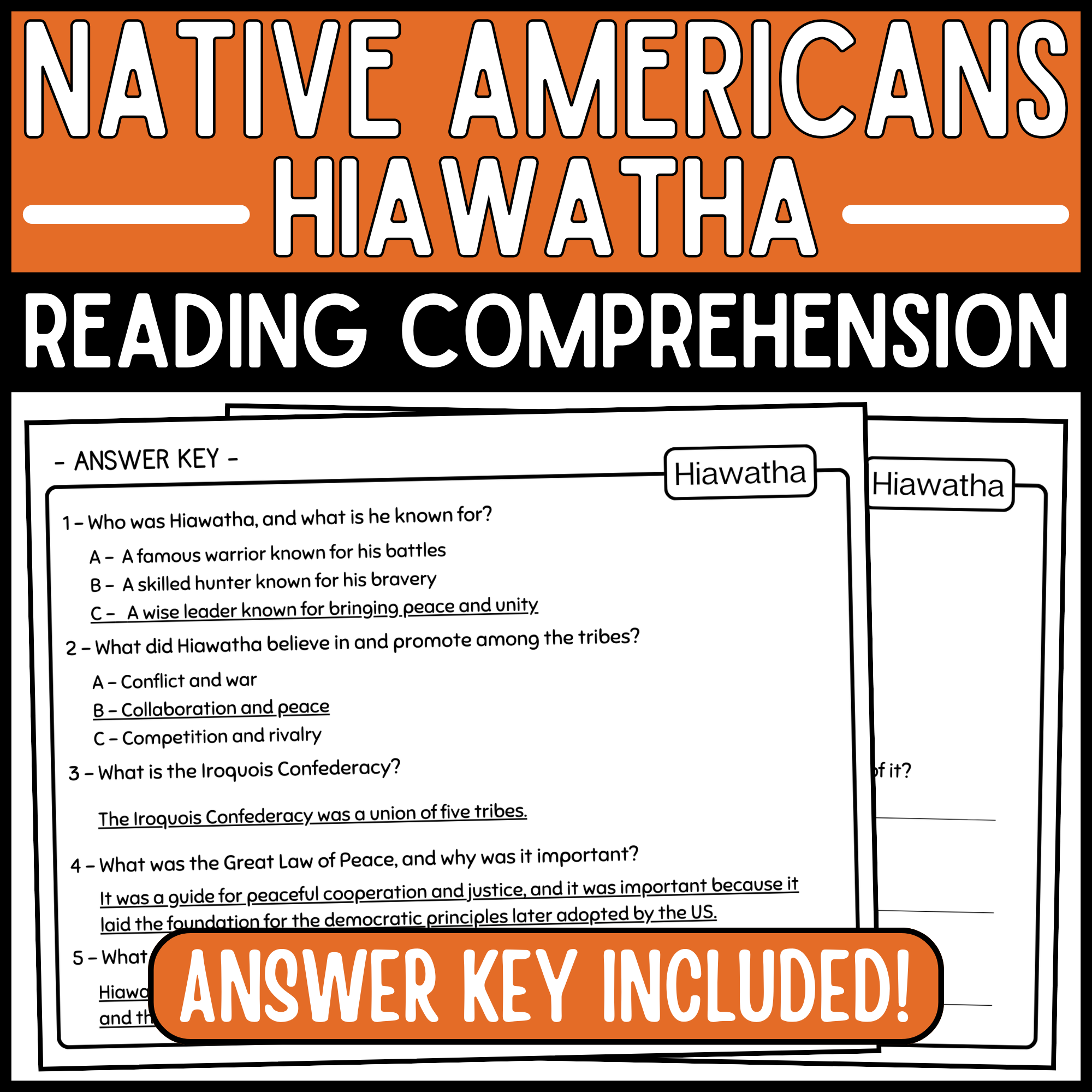 Hiawatha Reading Comprehension Passage Native American Heritage Month Made By Teachers