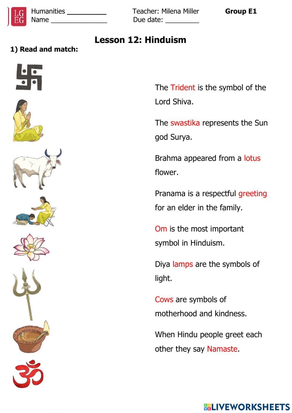 Hinduism Lesson Plans U0026 Worksheets 25 48 Worksheets Library