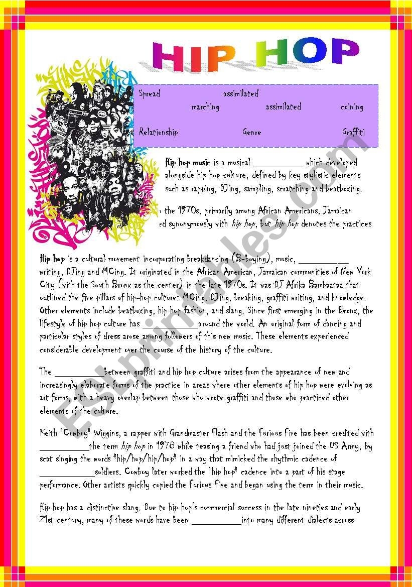 HIP HOP Reading Questions Hip Hop Fashion ESL Worksheet By Aniaa