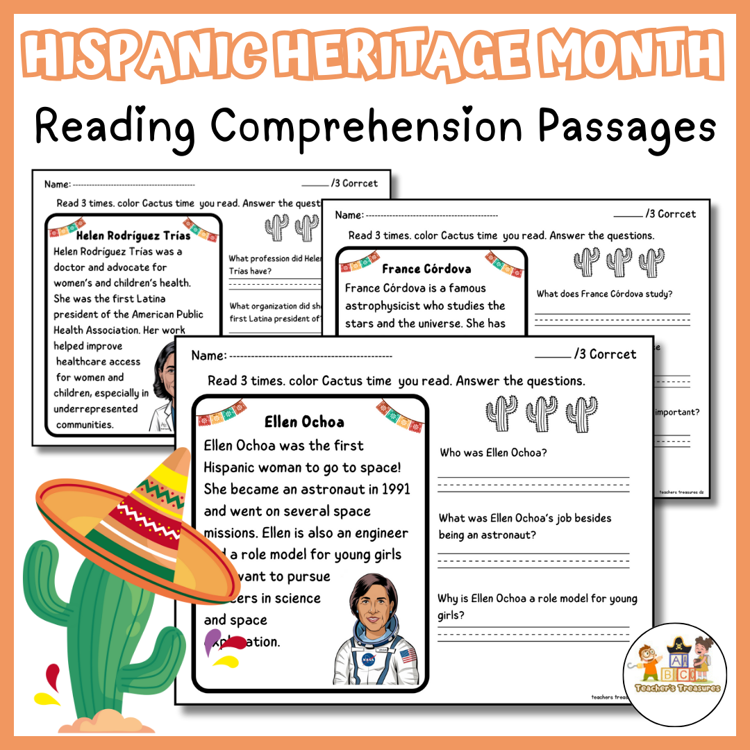 Hispanic Heritage Month Reading Comprehension Passages U0026 Question K 2 Worksheets Made By Teachers