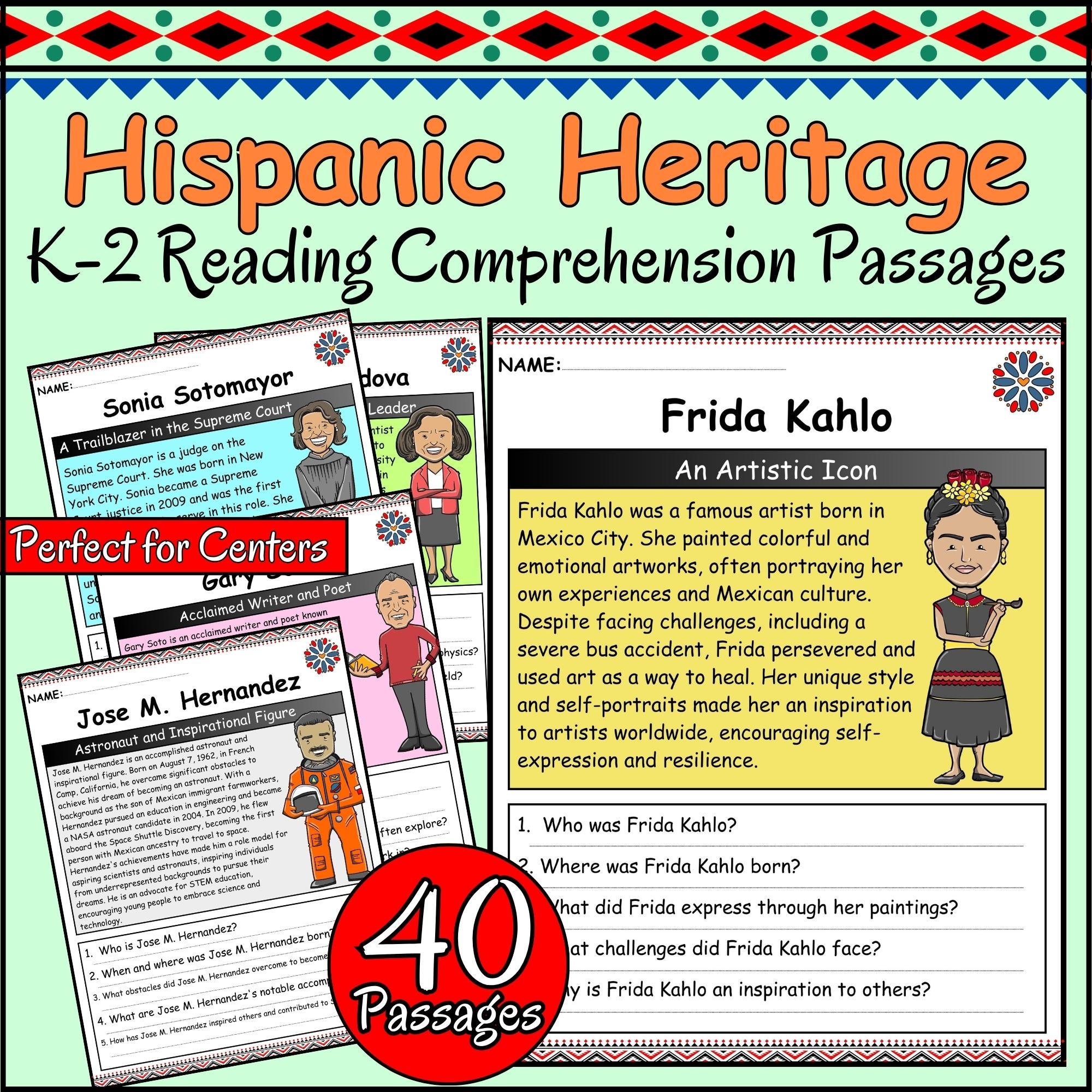 Hispanic Heritage Month Social Studies Reading Comprehension Passages K 2 Made By Teachers
