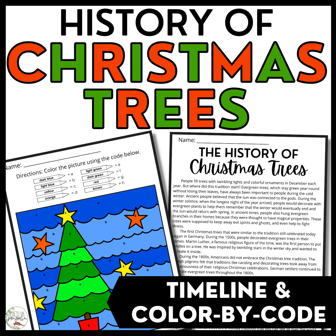 History Of Christmas Trees Reading Comprehension Christmas Color 