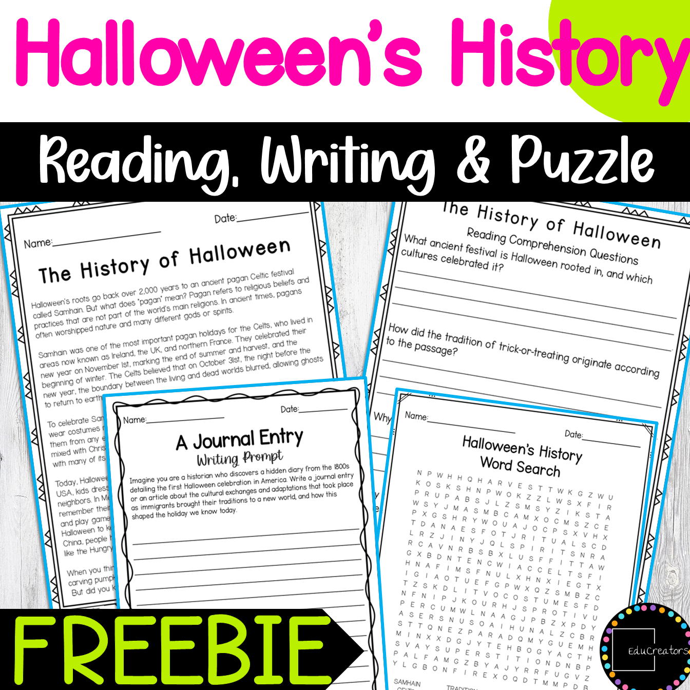 History Of Halloween Reading Comprehension Passages Writing Prompt 
