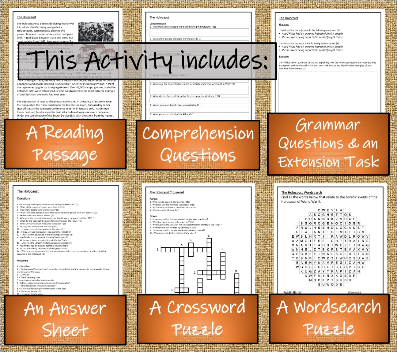The Holocaust Reading Comprehension Worksheet