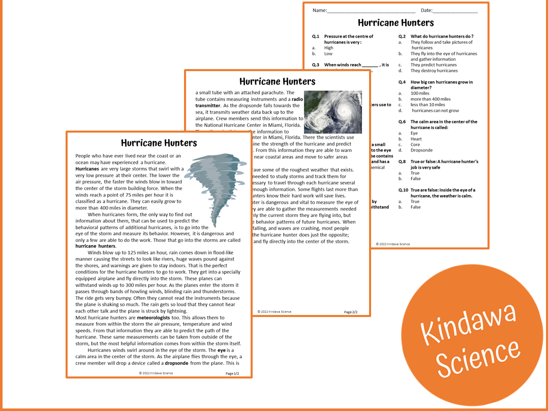 Hurricane Reading Comprehension Worksheet Pdf